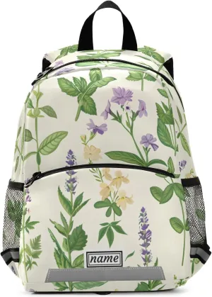Mini Backpack for Kids Boys Girls Toddler Bags Children Preschool Herbal Herbaceous Kindergarten Small 3-7 Years Old Personalized Name Customized