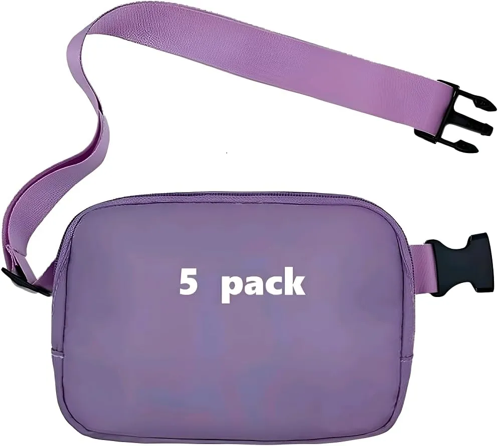 Mini Belt Bags 5 pack with Adjustable Strap Crossbody Bag Small Fanny Pack for Workout Running Traveling Hiking (Purple 5)