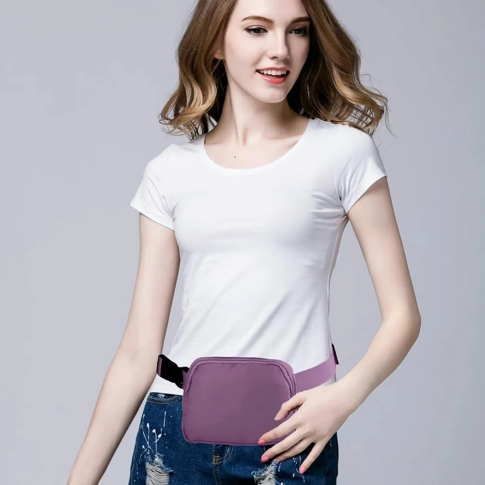Mini Belt Bags 5 pack with Adjustable Strap Crossbody Bag Small Fanny Pack for Workout Running Traveling Hiking (Purple 5)