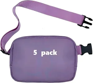 Mini Belt Bags 5 pack with Adjustable Strap Crossbody Bag Small Fanny Pack for Workout Running Traveling Hiking (Purple 5)