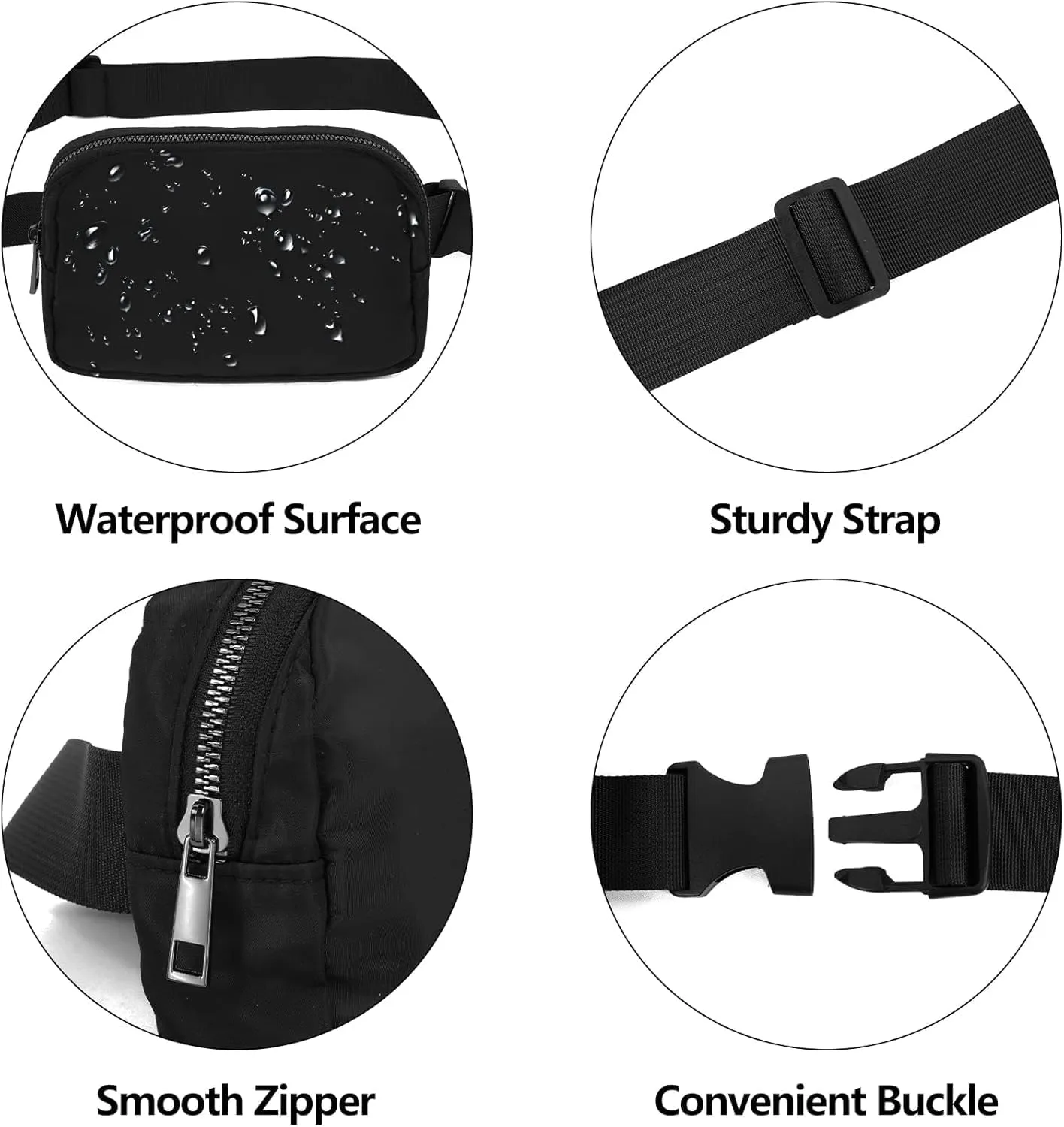 Mini Belt Bags 5 pack with Adjustable Strap Crossbody Bag Small Fanny Pack for Workout Running Traveling Hiking (Purple 5)