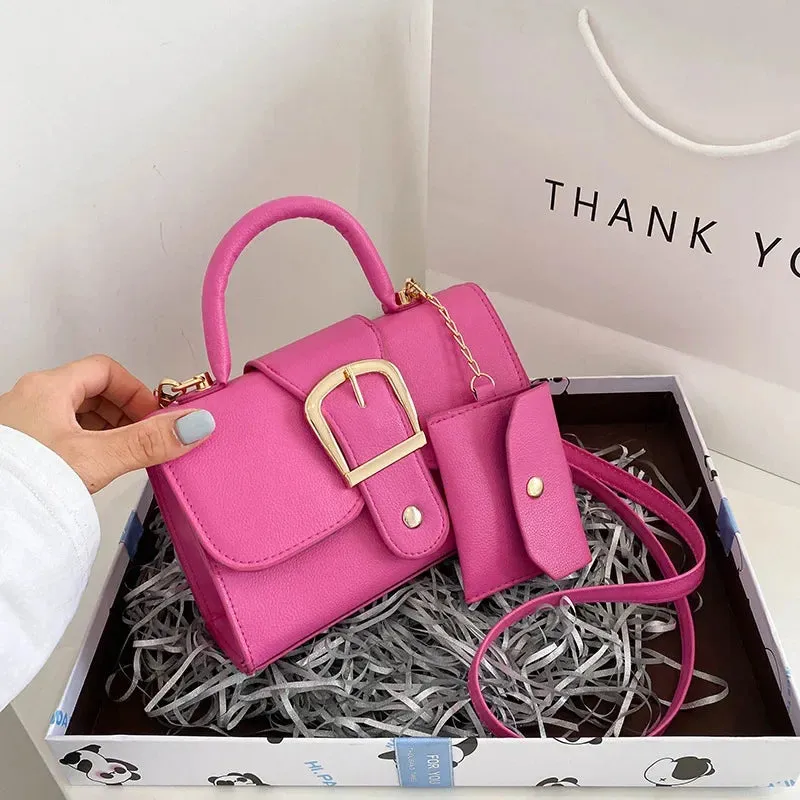 Mini Candy Color Classic Commuter Bag Simple Retro Trend Fashionable Crossbody Shoulder Tote Hundred Small Square Bag
