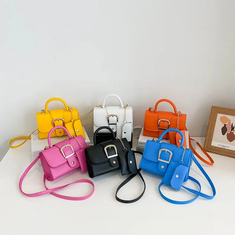 Mini Candy Color Classic Commuter Bag Simple Retro Trend Fashionable Crossbody Shoulder Tote Hundred Small Square Bag