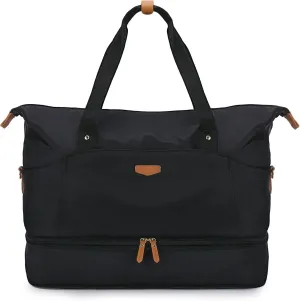 Missnine Weekender Bag for Women, Foldie Travel Bag Expandable with Shoes Compartment Travel Duffel 50L Carry on Overnight Gym