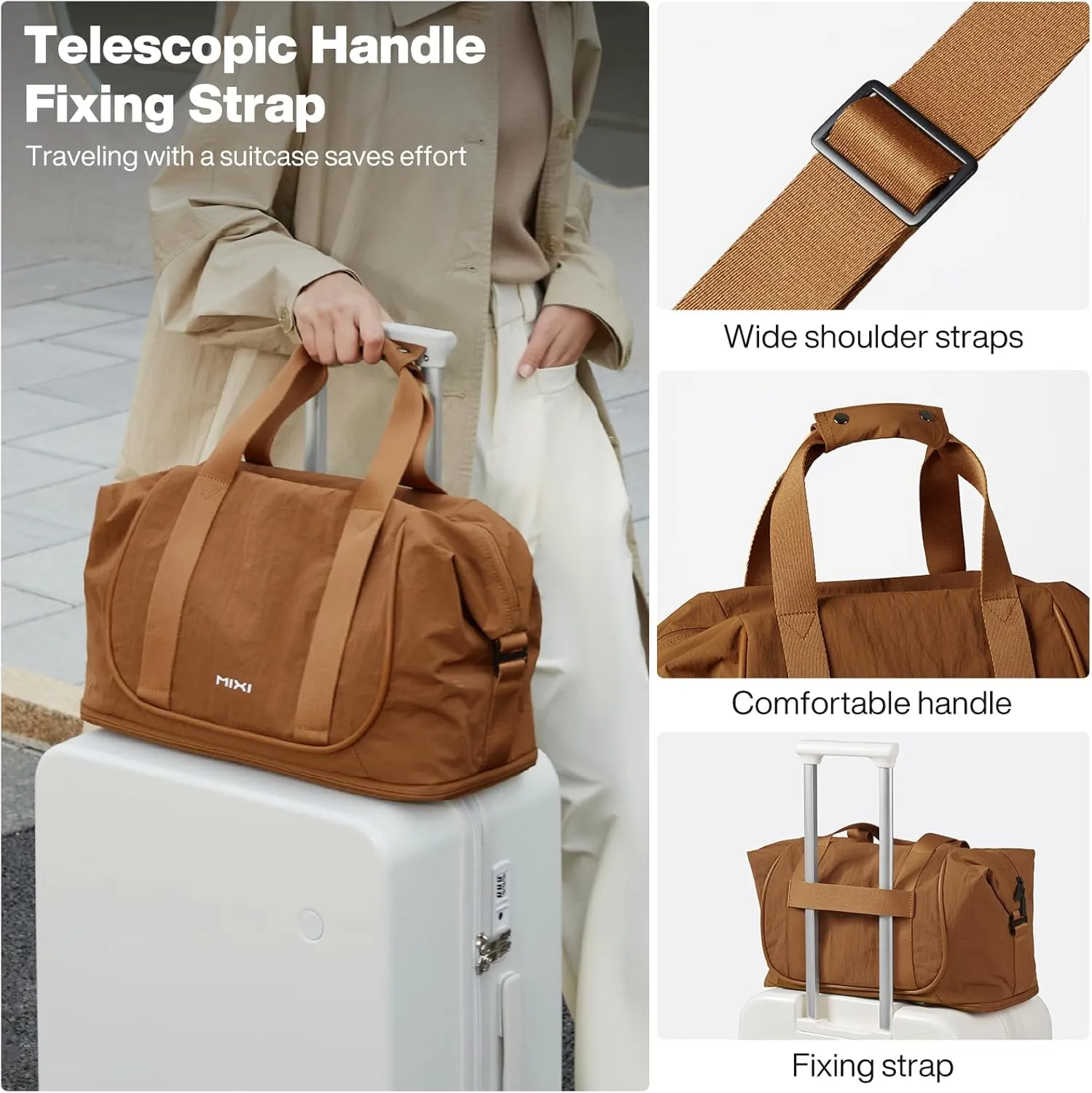 mixi Travel Tote Bag for Women Large Expandable Travel Bag Waterproof Lightweight Carry On Personal Item Shoulder Handbag