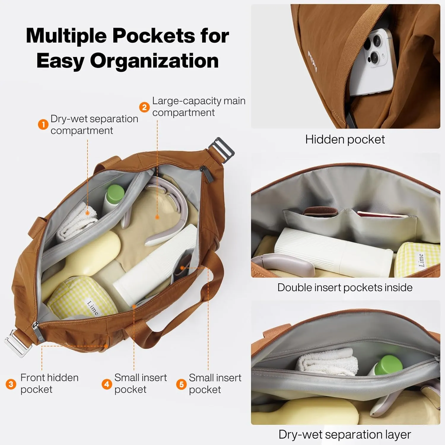 mixi Travel Tote Bag for Women Large Expandable Travel Bag Waterproof Lightweight Carry On Personal Item Shoulder Handbag