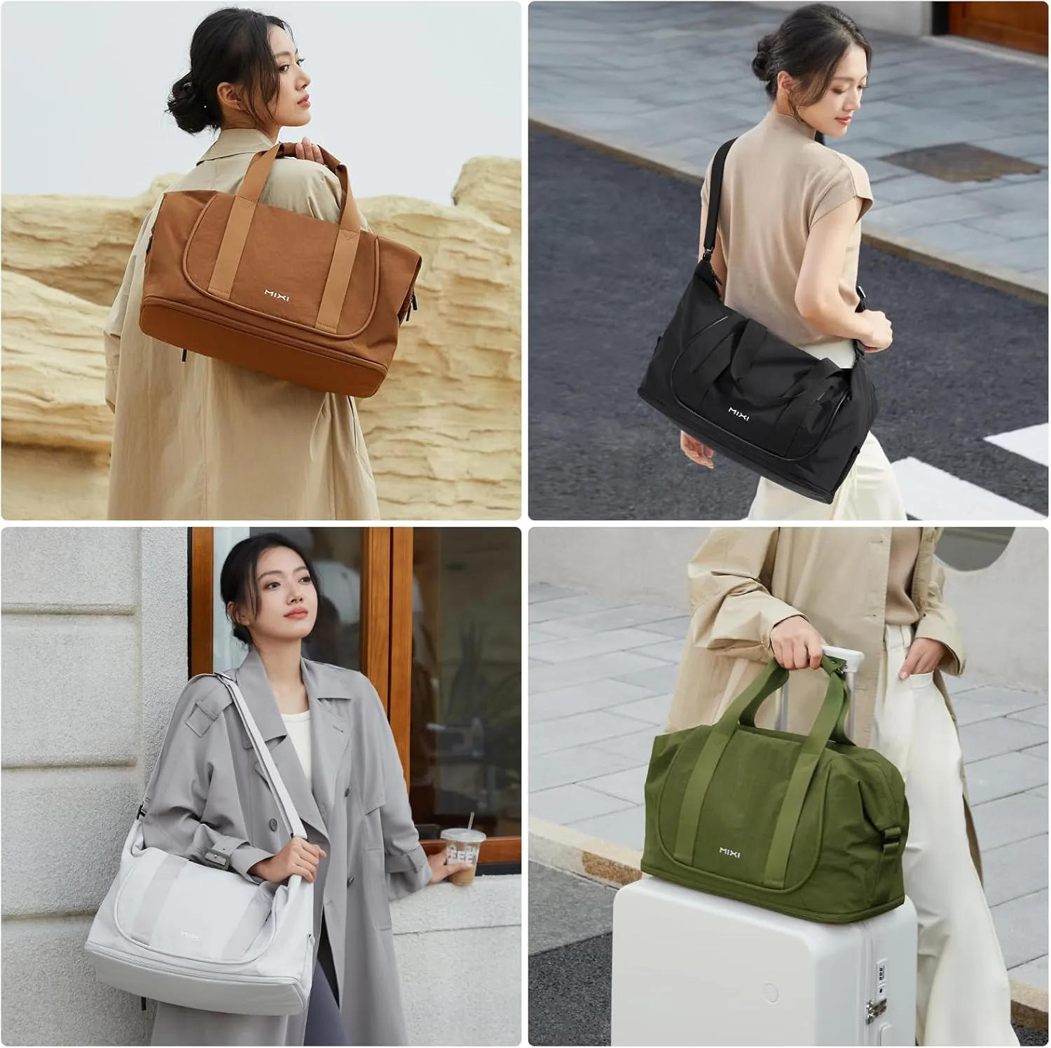 mixi Travel Tote Bag for Women Large Expandable Travel Bag Waterproof Lightweight Carry On Personal Item Shoulder Handbag