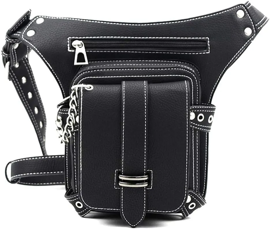 Mn&Sue Gothic Steampunk Waist Bag Thigh Bag Leg Hip Holster Purse Motorcycle Waist Pack Steampunk Crossbody Fanny Pack