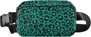 Modern Teal Black Leopard Womens Fanny Pack Designer Belt Bag Hip Pack Waterproof Waist Pack for Women