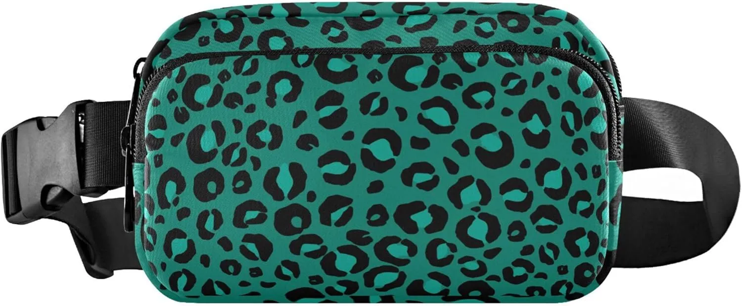 Modern Teal Black Leopard Womens Fanny Pack Designer Belt Bag Hip Pack Waterproof Waist Pack for Women