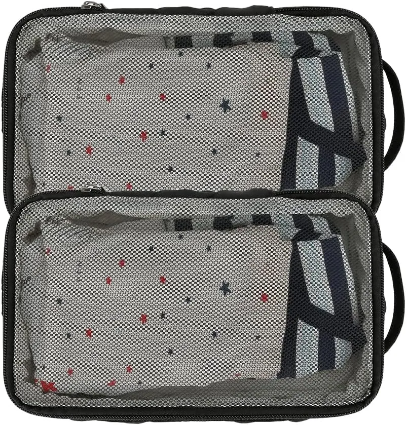 MOMIGO Baby Diaper Bag Organizer Pouches - 2 Pack Waterproof Pod Hanging Diaper Bag Mesh Bag Reusable, Washable or Baby Cloth Diapers (Black)