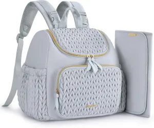 mommore Diaper Bag Small Diaper Backpack Stylish Baby Travel Backpacks with Insulated Pockets, Changing Pad, Stroller Straps