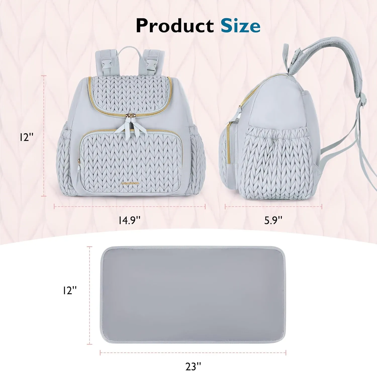 mommore Diaper Bag Small Diaper Backpack Stylish Baby Travel Backpacks with Insulated Pockets, Changing Pad, Stroller Straps