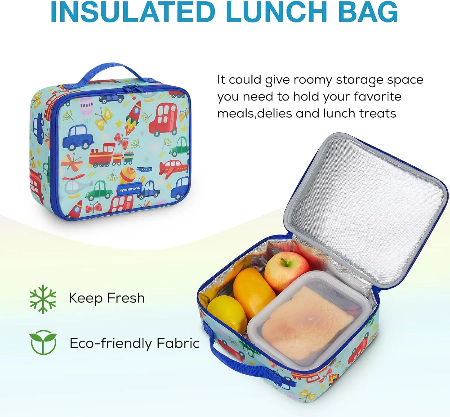 mommore Kids Backpack for Boys Girls Preschool Kindergarten Backpacks Lightweight Elementary School Bookbag with Lunch Box Set