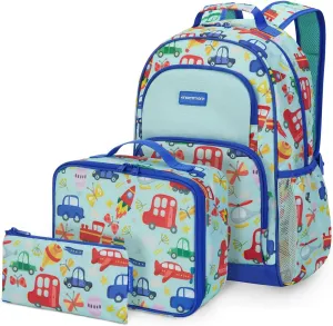 mommore Kids Backpack for Boys Girls Preschool Kindergarten Backpacks Lightweight Elementary School Bookbag with Lunch Box Set