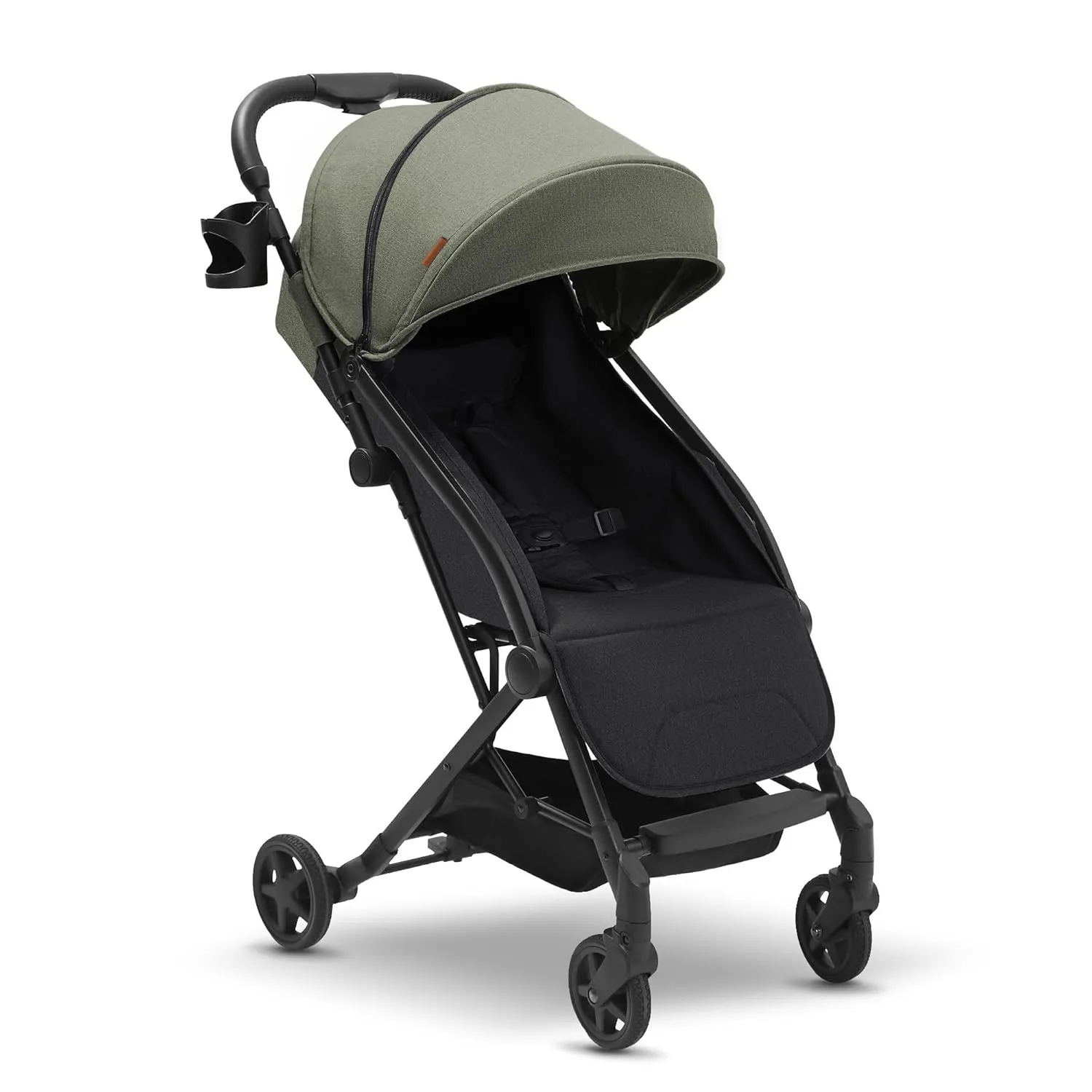 Mompush Lithe, Lightweight Stroller, Compact One-Hand Fold Luggage-Style Travel Stroller for Airplane Friendly, Reclining Seat and XL Canopy, with Rain Cover & Travel Carry Bag & Cup Holder
