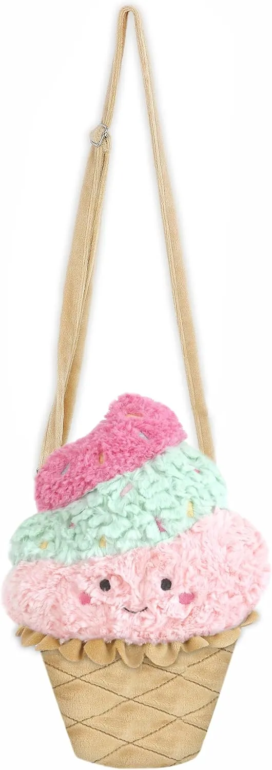 MON AMI Plush Crossbody Purse – Soft Shoulder Bag with Adjustable Strap & Zipper Closure for Girls & Toddlers