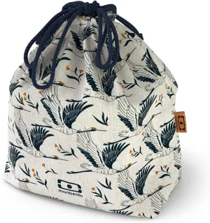 monbento - Lunch Bag MB Pochette L Natural Destiny - Polyester and Cotton Large Lunch Tote - For Work Lunch Packing - Can Contain Bento Box   Bottle   Cutlery Set - Japanese Pattern - Beige