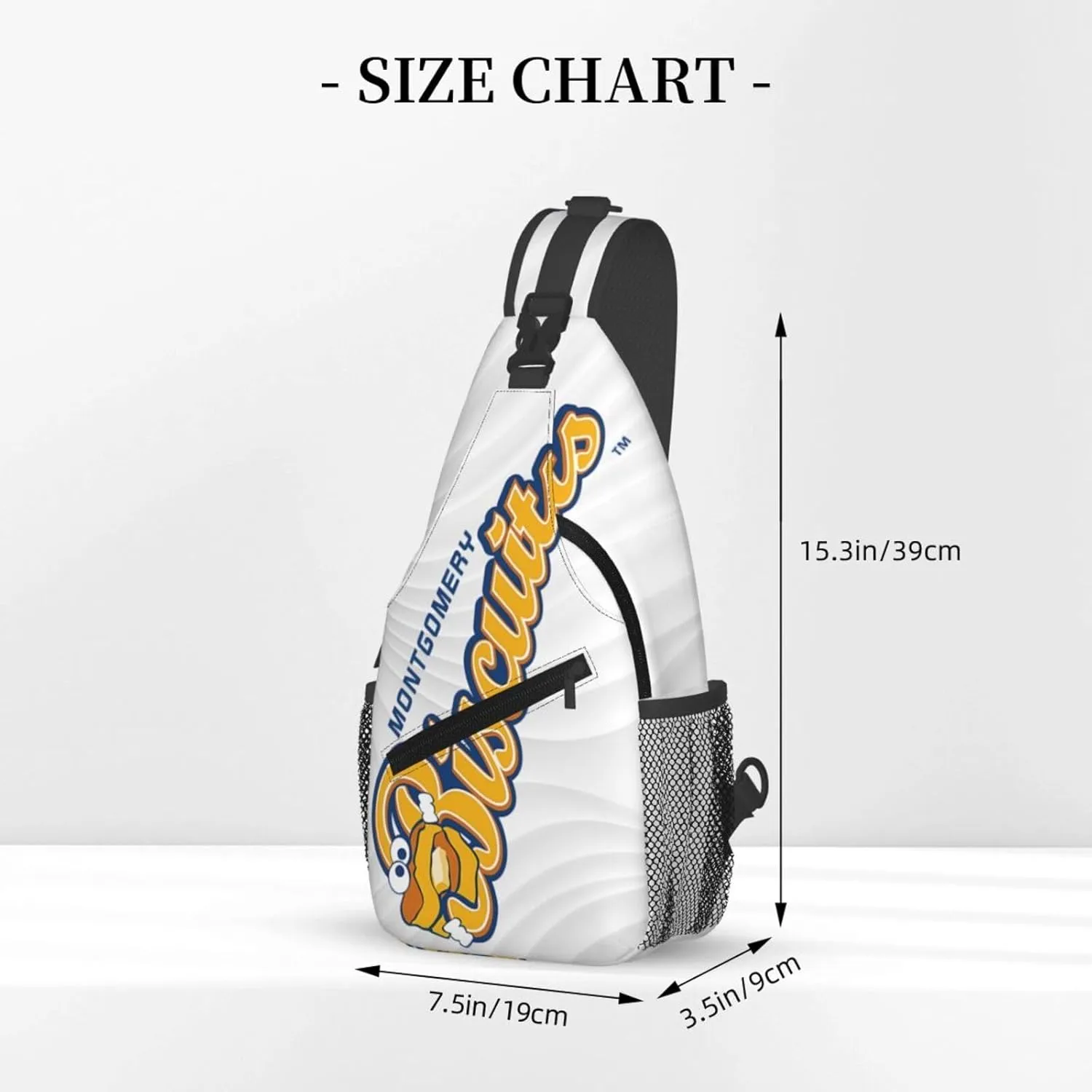 Montgomery Biscuits Crossbody Backpack Chest Shoulder Bag Lightweight One Strap Travel Hiking Daypack