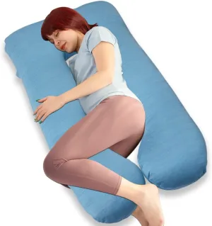 MOON PINE Pregnancy Pillow, U Shaped Full Body Pillow for Maternity Support, Sleeping Pillow with Cover for Pregnant Women (Cooling Blue)