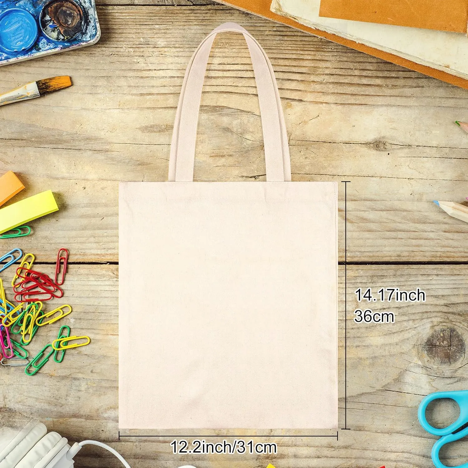 Morcheiong 6 Pack Cotton Tote Bag Blank Canvas Bag Reusable Grocery Shopping Bags, Suitable for DIY Craft, Grocery, Shopping, Drawing, Promotion, Gift, Advertising, Activity