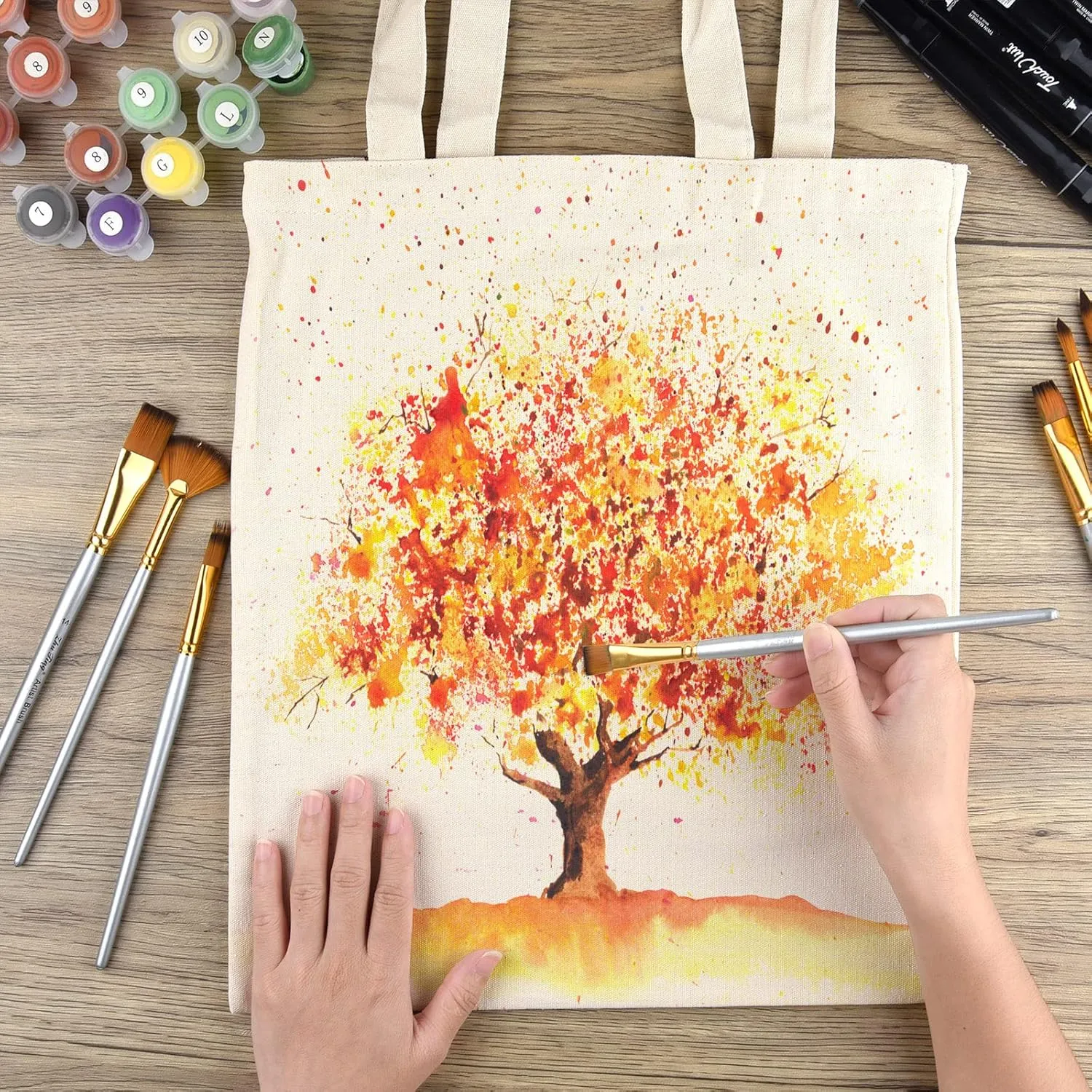 Morcheiong 6 Pack Cotton Tote Bag Blank Canvas Bag Reusable Grocery Shopping Bags, Suitable for DIY Craft, Grocery, Shopping, Drawing, Promotion, Gift, Advertising, Activity