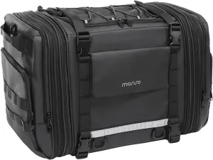 MOSISO Motorcycle Tail Bag, Expandable 32L-48L, Rain Cover & Shoulder Strap, Motorbike Storage Duffle, Black