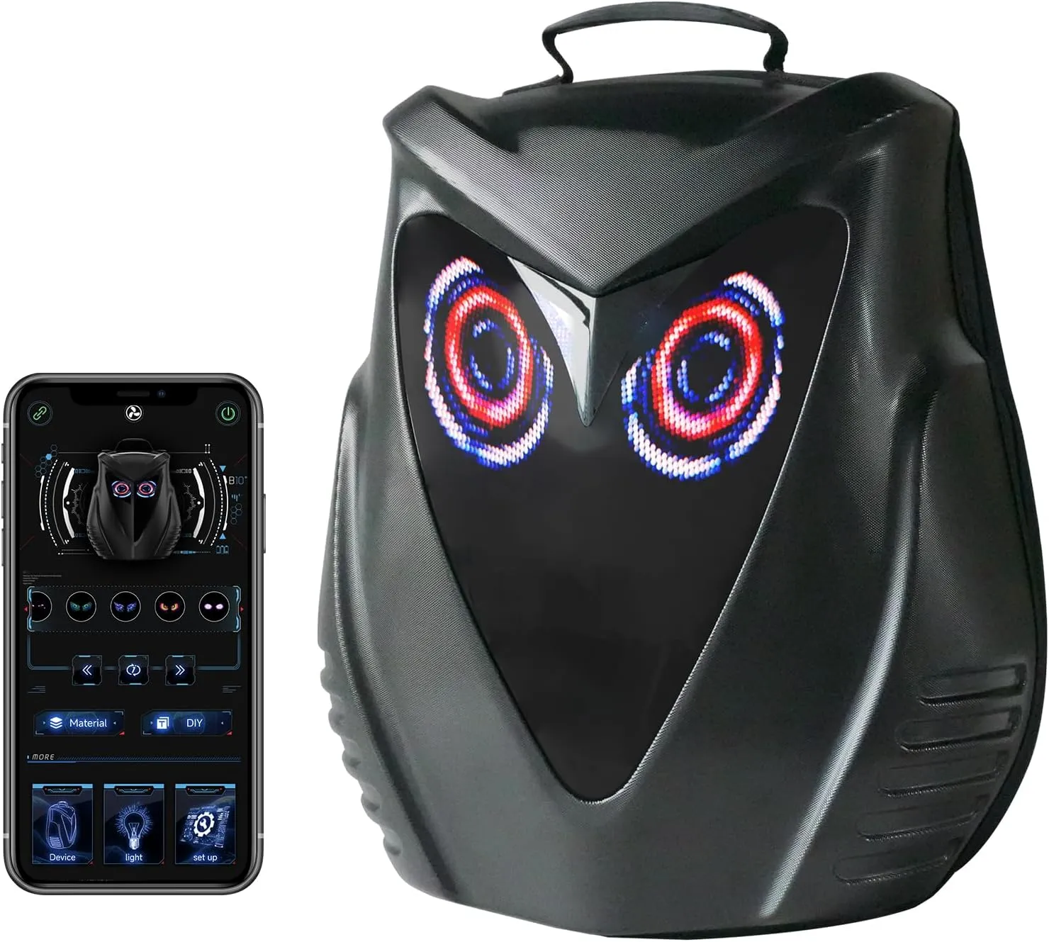 Motorcycle Backpack for Men, LED Backpack With DIY Programmable Full Color Screen, Hard Shell Large Capacity Waterproof Helmet Bag Laptop Backpack(Black)