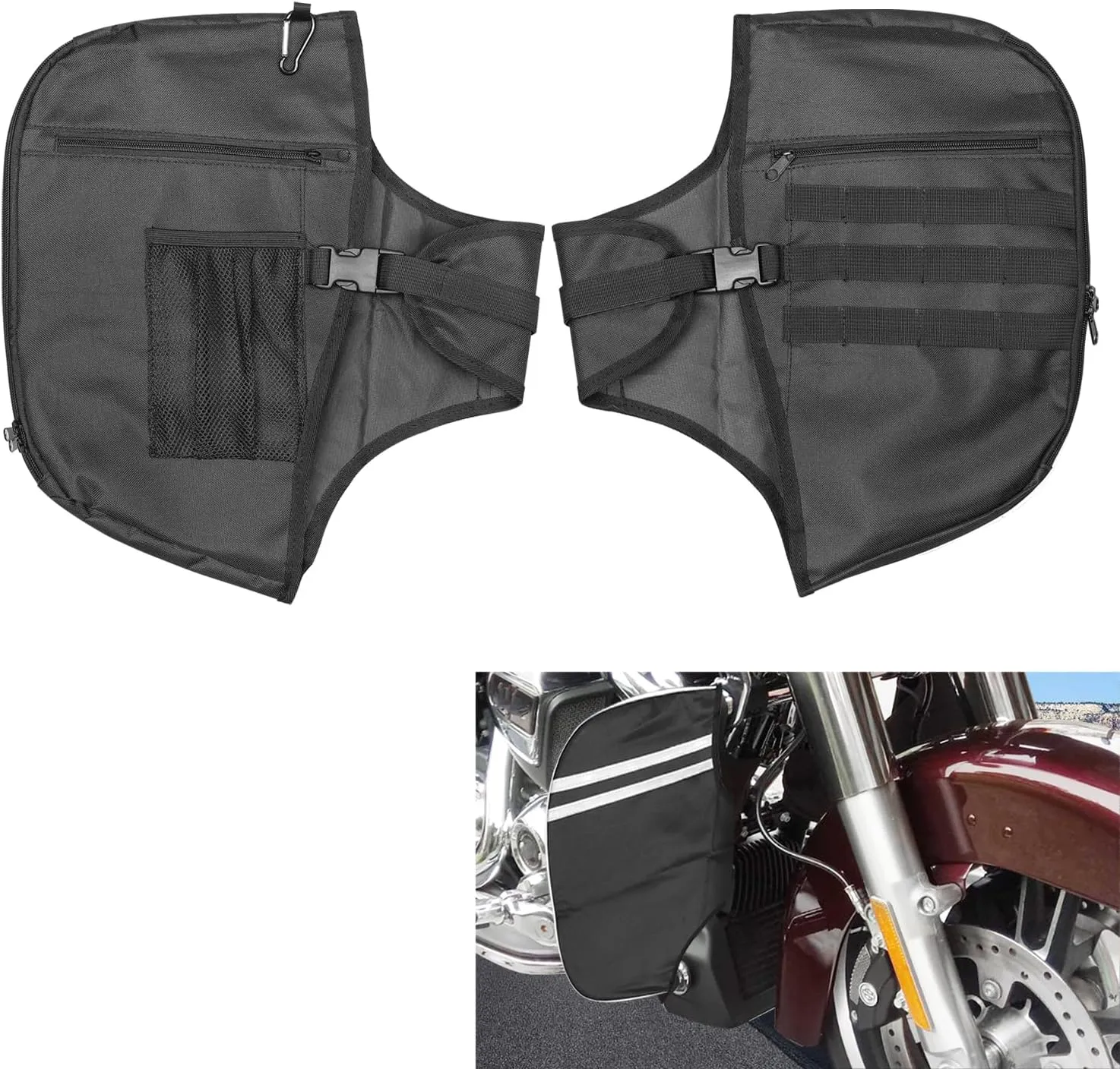 Motorcycle Highway Crash Bar Cover Soft Lowers Chaps Leg Warmer Bag with Storage Bag Compatible with for Touring Street Glide Road King Road Glide Electra Glide Trike Models 1980-2024