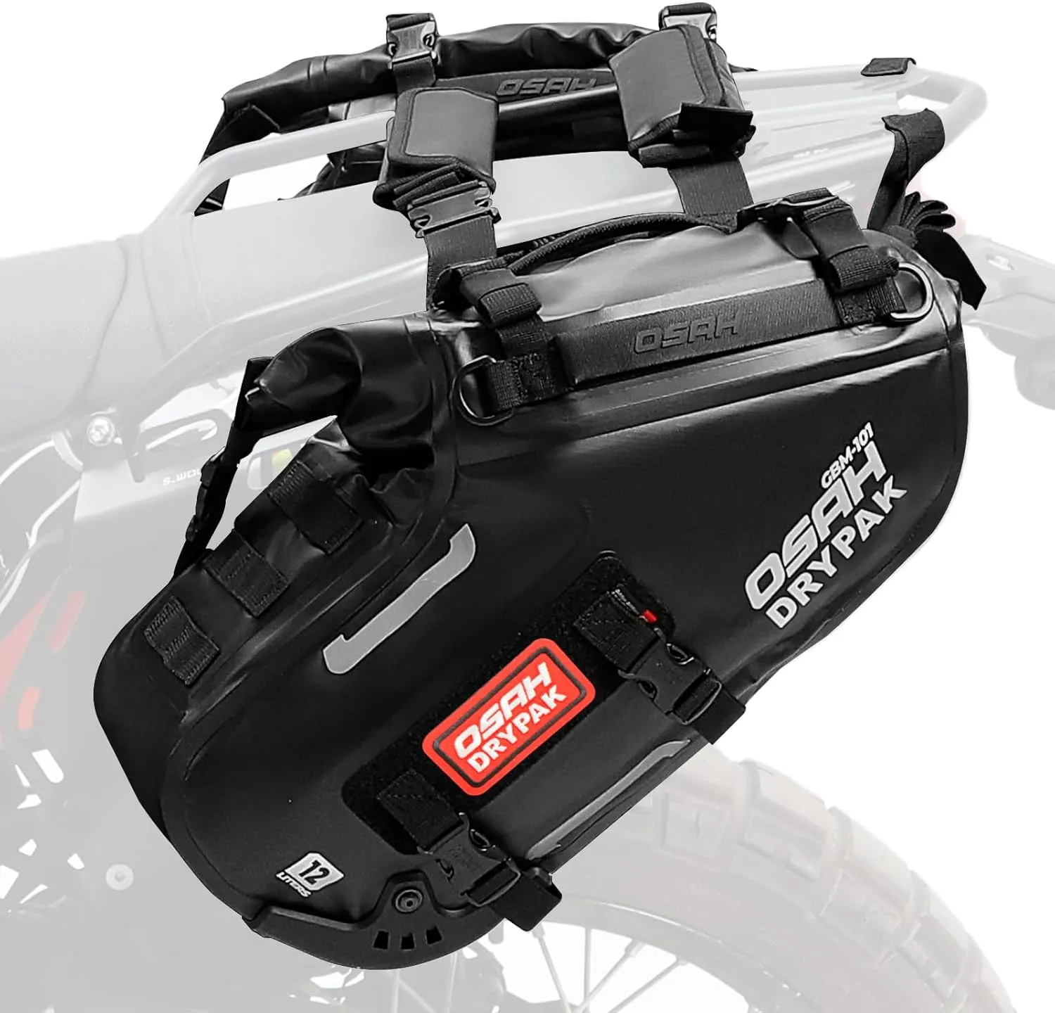 Motorcycle Saddle Bags, Waterproof Durable Saddlebags 24L(12L*2), Large Capacity Anti-Vibration Pannier Bags, Ideal Luggage Bag for Adventure and Sport Motorcycle Racks, 1 Pair