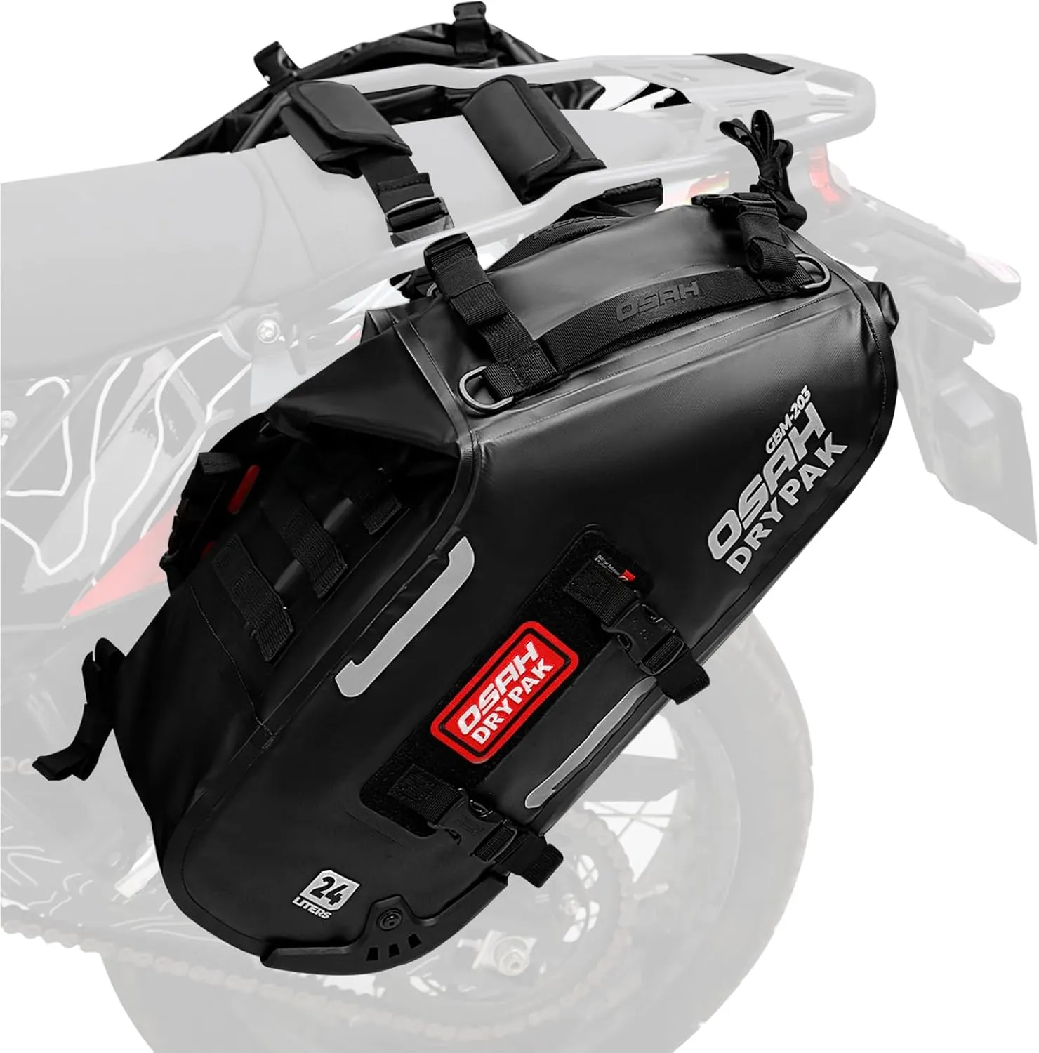 Motorcycle Saddle Bags, Waterproof Durable Saddlebags 48L(24L*2), Large Capacity Anti-Vibration Pannier Bags, Ideal Luggage Bag for Adventure and Sport Motorcycle Racks, 1 Pair
