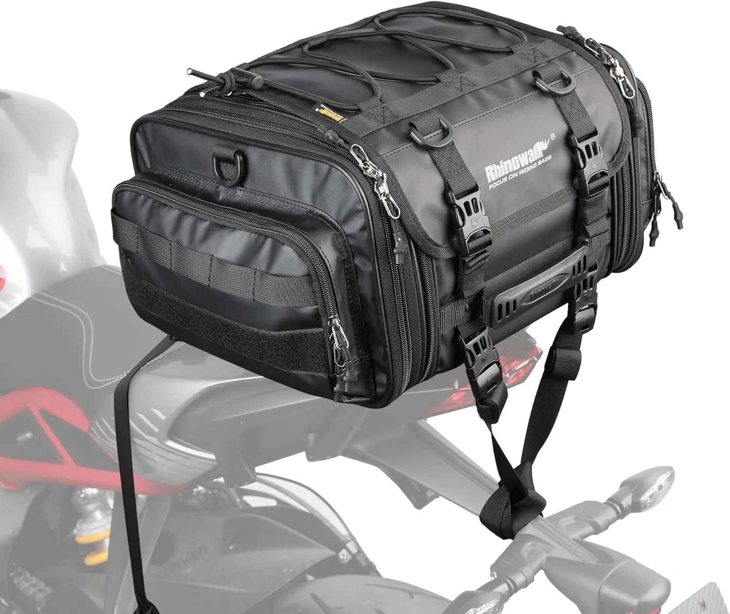 Motorcycle Seat Bag Motorcycle Tail Bag Shoulder Bag Travel Luggage Bags Motorbike Rear Tack Truck Bag Storage Bags with Rain Cover (19-26L)