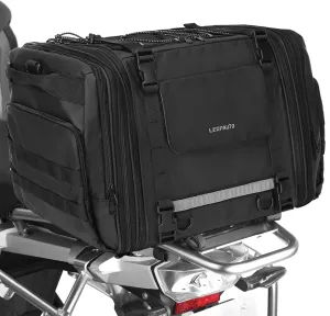 Motorcycle Tail Bag Expandable Travel Luggage Seat Bag With Rain Cover & Shoulder Strap, Black