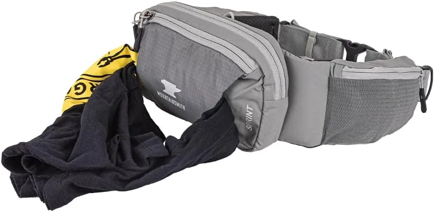 Mountainsmith Sprint Lumbar Waist Fanny Hip Pack, Running, Hiking, Travel, Dog-Walking, Outdoor Activities with 4 Zippered Pockets, Moon Mist Grey