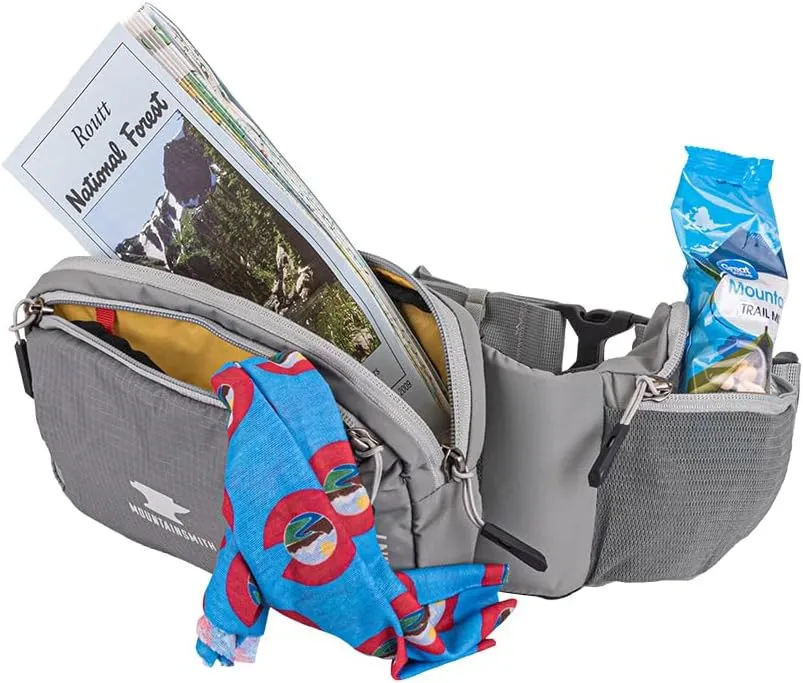 Mountainsmith Sprint Lumbar Waist Fanny Hip Pack, Running, Hiking, Travel, Dog-Walking, Outdoor Activities with 4 Zippered Pockets, Moon Mist Grey