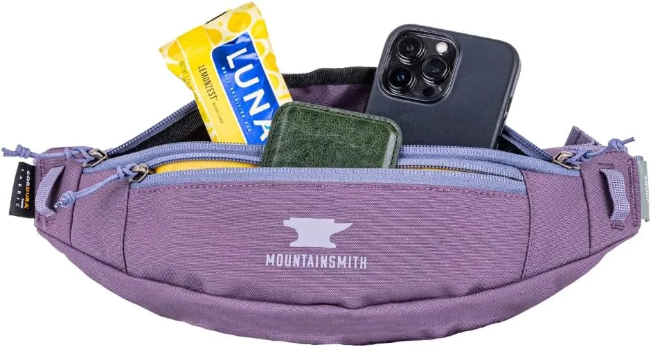 Mountainsmith Swoop Lumbar Waist Fanny Hip Pack, Running, Hiking, Travel, Dog-Walking, Outdoor Activities with 2 Zippered Pockets, Black Plum