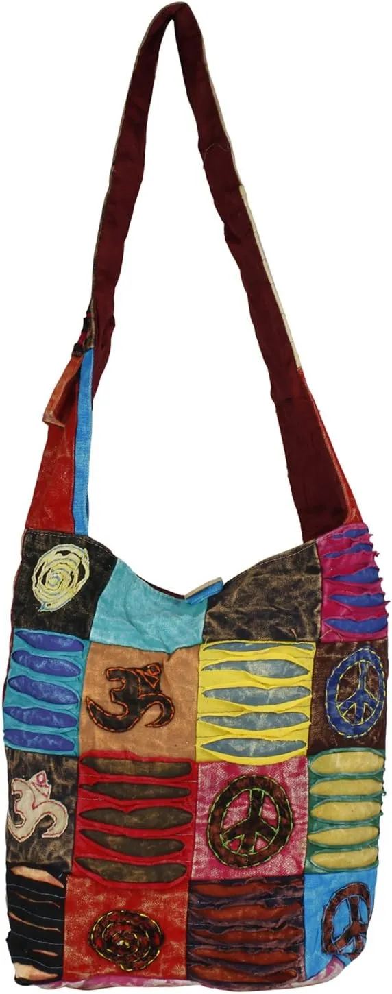 Multicoloured Hobo Cotton Sling Cross Body For Men & Women, Messenger Shoulder Bag Hippie Boho Bohemian Bag For Both Men & Women