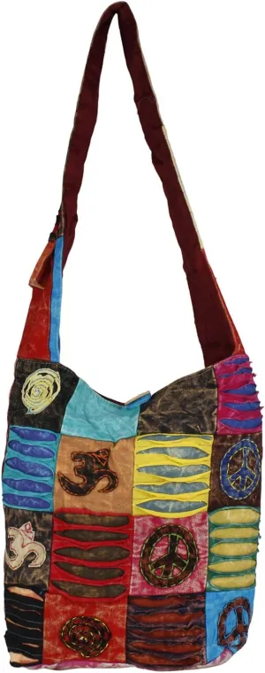 Multicoloured Hobo Cotton Sling Cross Body For Men & Women, Messenger Shoulder Bag Hippie Boho Bohemian Bag For Both Men & Women