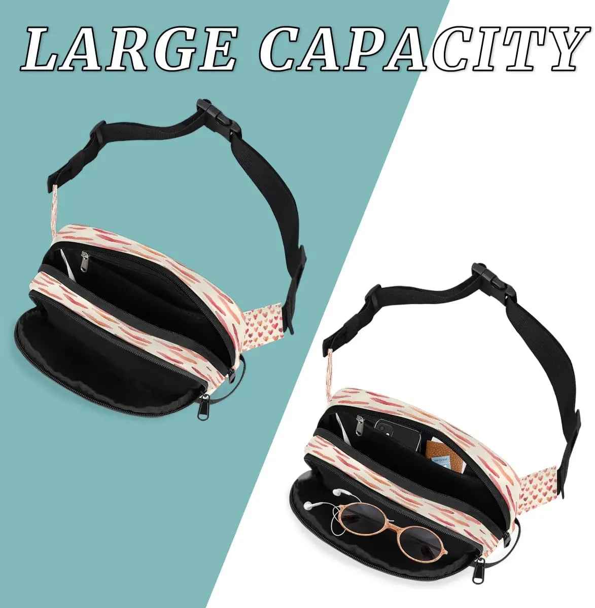 Multielement Art Print Cool Fanny Packs for Women Men Waterproof Waist Bag with Adjustable Strap Belt Bag for Travel Running Hiking