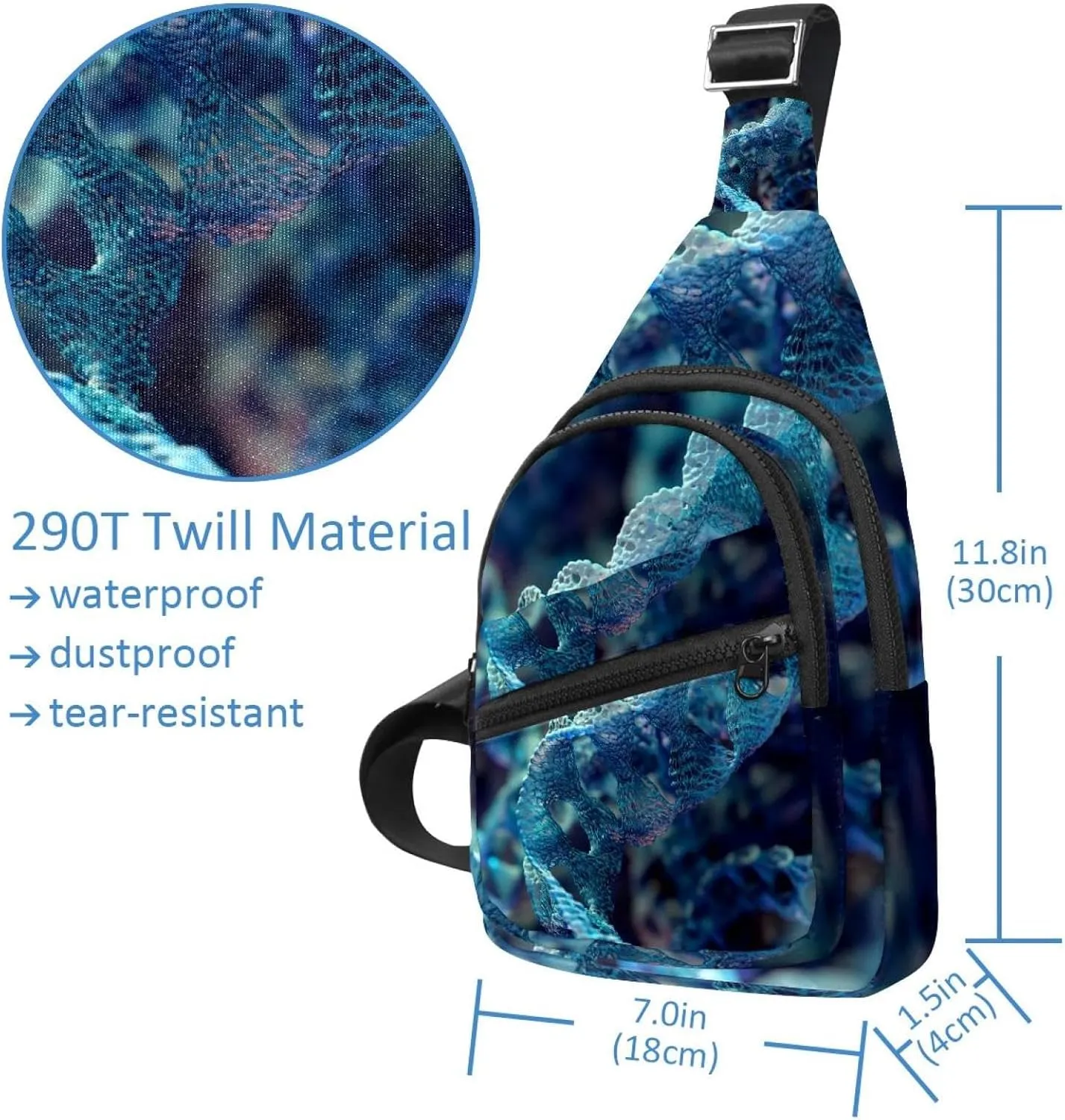 Multiple DNA strings (3) Crossbody Bag with Adjustable Shoulder Strap, Shoulder Bag for Men and Women Sling Backpack for Travel, Cycling, Work, Sport