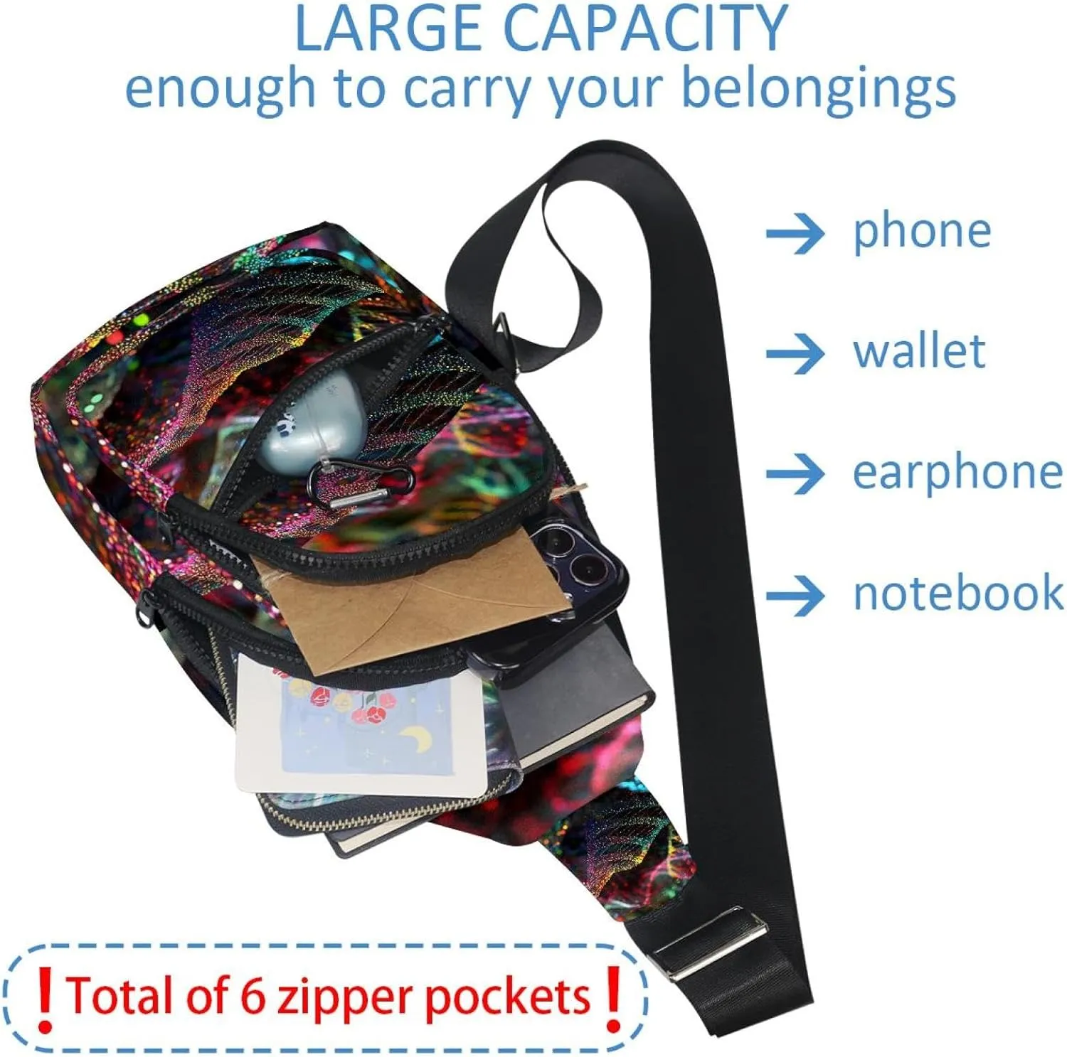 Multiple DNA strings Sling Backpack Crossbody Bag Convertible, Small Diaper Bag Hiking Daypacks