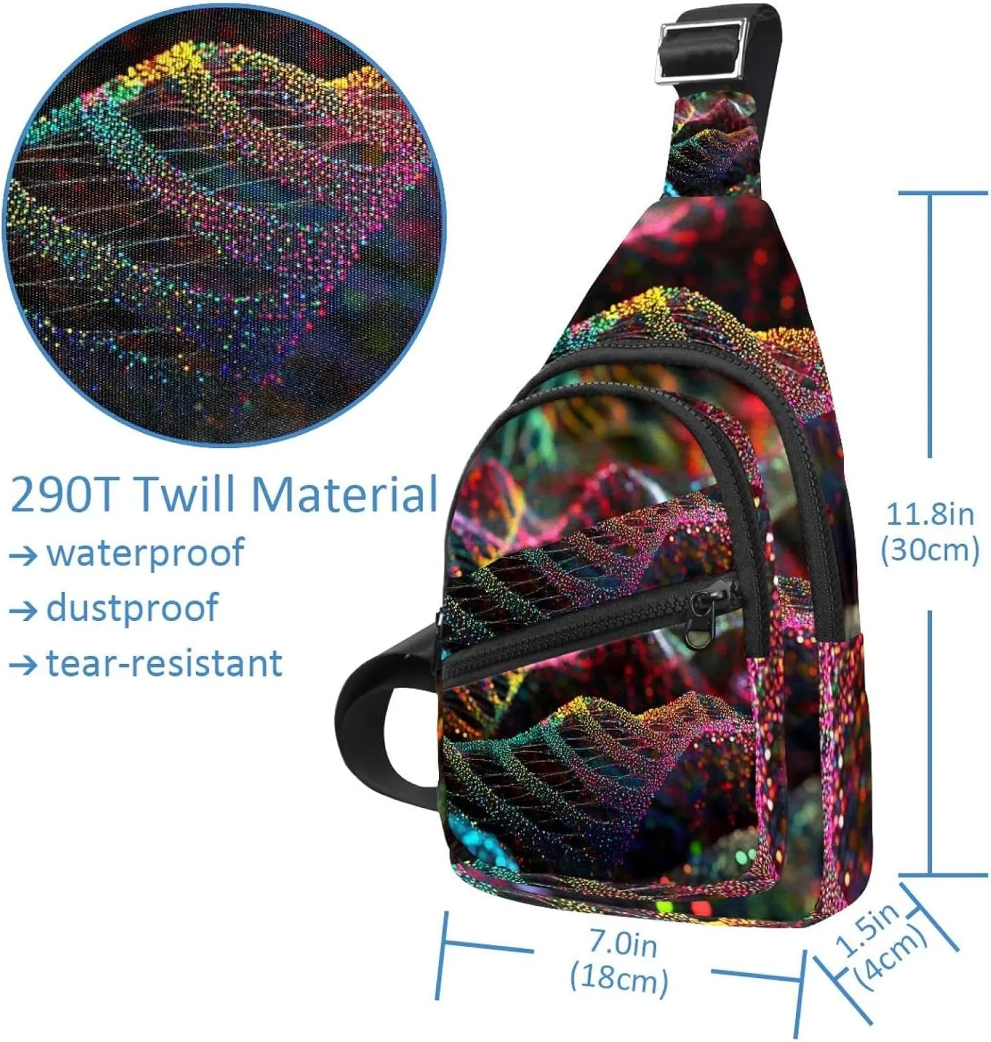 Multiple DNA strings Sling Backpack Crossbody Bag Convertible, Small Diaper Bag Hiking Daypacks