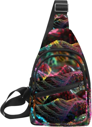 Multiple DNA strings Sling Backpack Crossbody Bag Convertible, Small Diaper Bag Hiking Daypacks