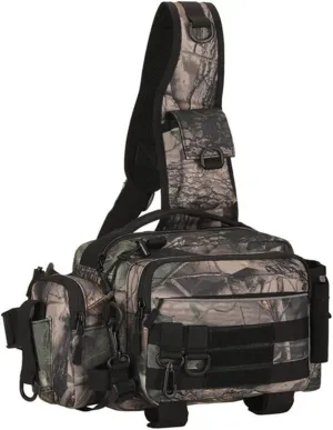 Multipurpose Sling Fishing Tackle Bag Waist Pack Tactical Chest Bag Admin Pouch Fishing Fanny Pack and Tackle Storage Hip Bag Cross Body Sling Pack （Tree Camo）