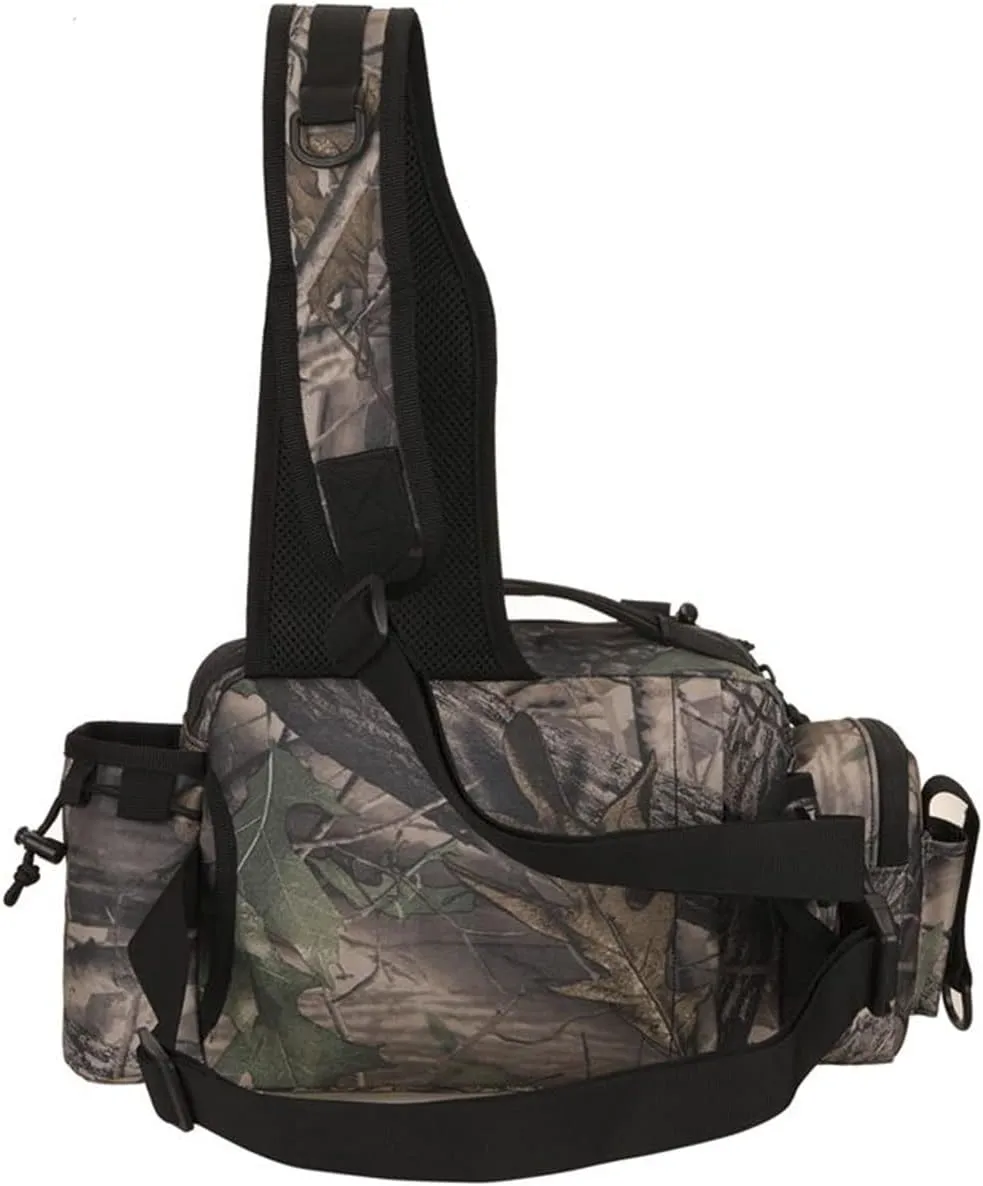 Multipurpose Sling Fishing Tackle Bag Waist Pack Tactical Chest Bag Admin Pouch Fishing Fanny Pack and Tackle Storage Hip Bag Cross Body Sling Pack （Tree Camo）