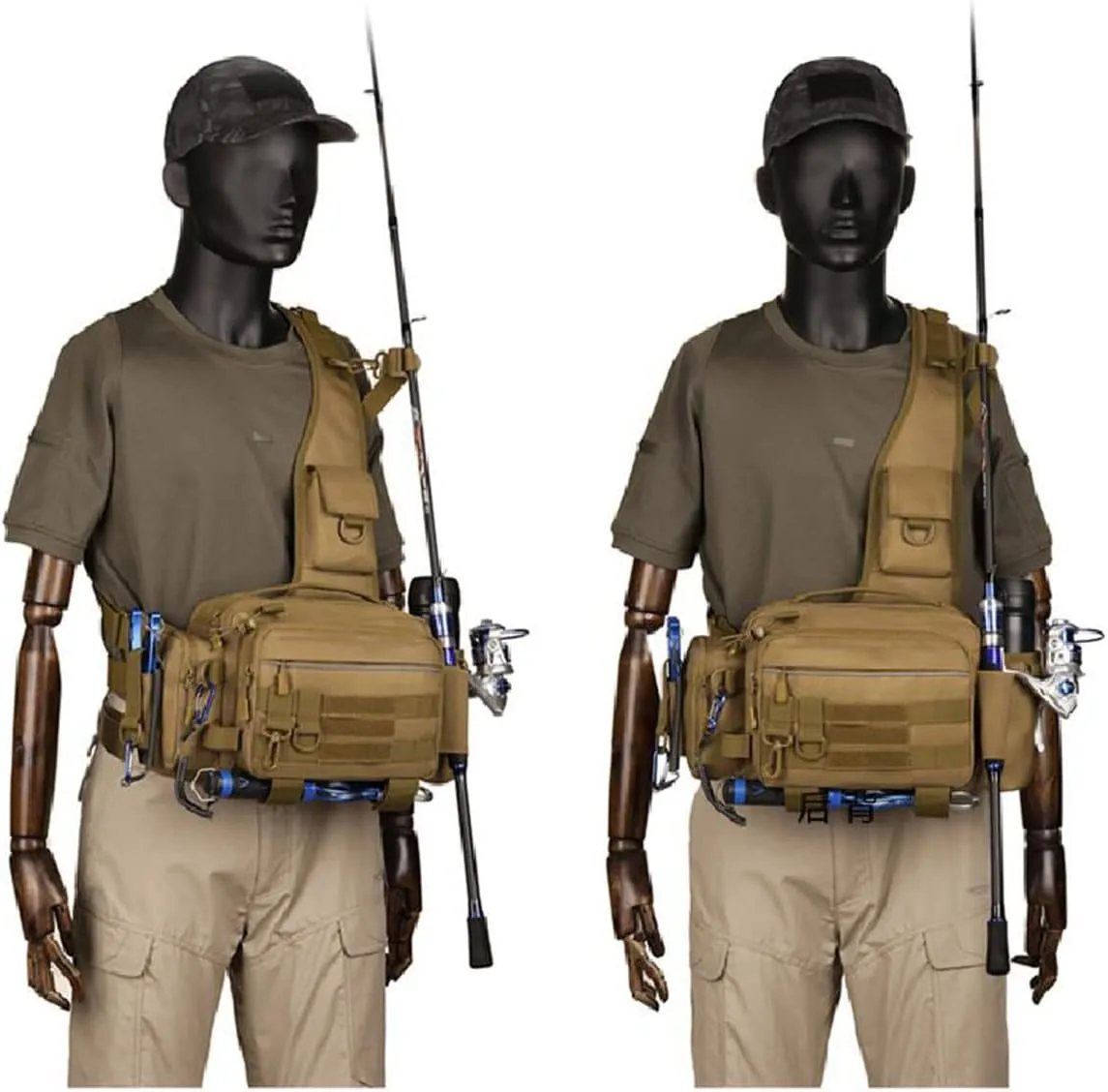 Multipurpose Sling Fishing Tackle Bag Waist Pack Tactical Chest Bag Admin Pouch Fishing Fanny Pack and Tackle Storage Hip Bag Cross Body Sling Pack （Tree Camo）