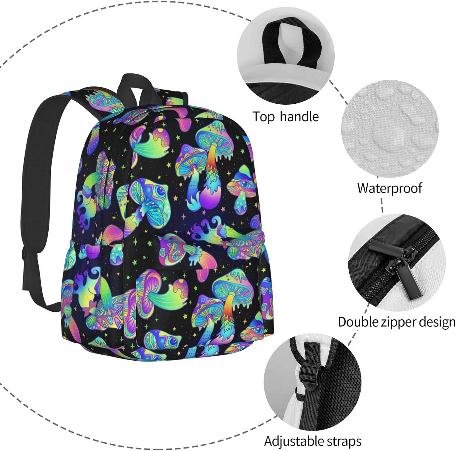 Mushroom Backpack 16 Inches Lightweight Travel Laptop Backpack