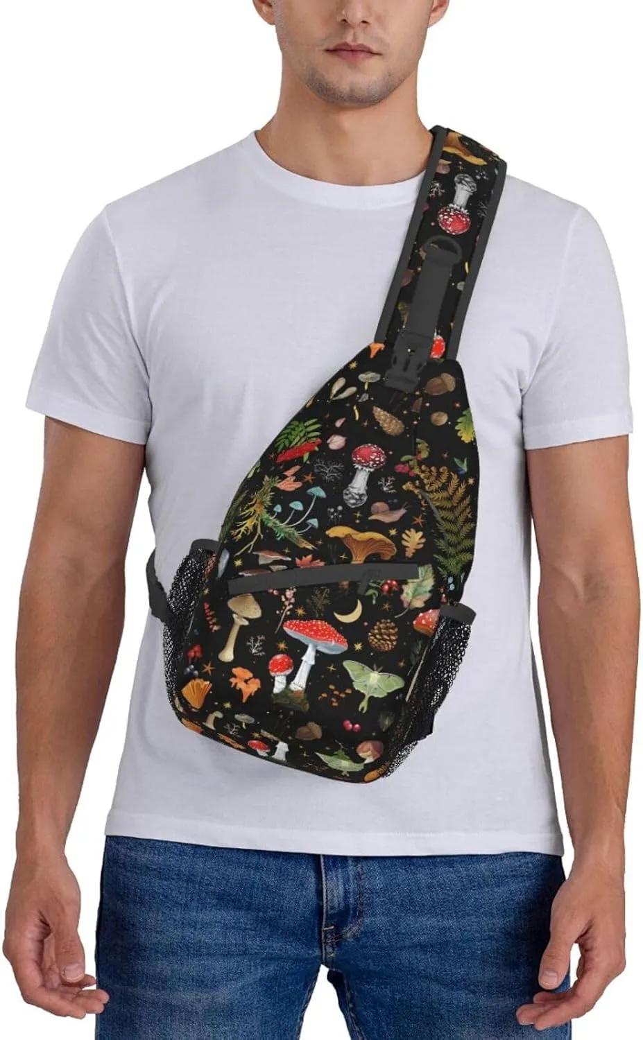 Mushroom Sling Bag Crossbody Travel Hiking Backpack Daypack Mushroom Gifts for Women Men Unisex,Shoulder Chest Bags Cycling Gym