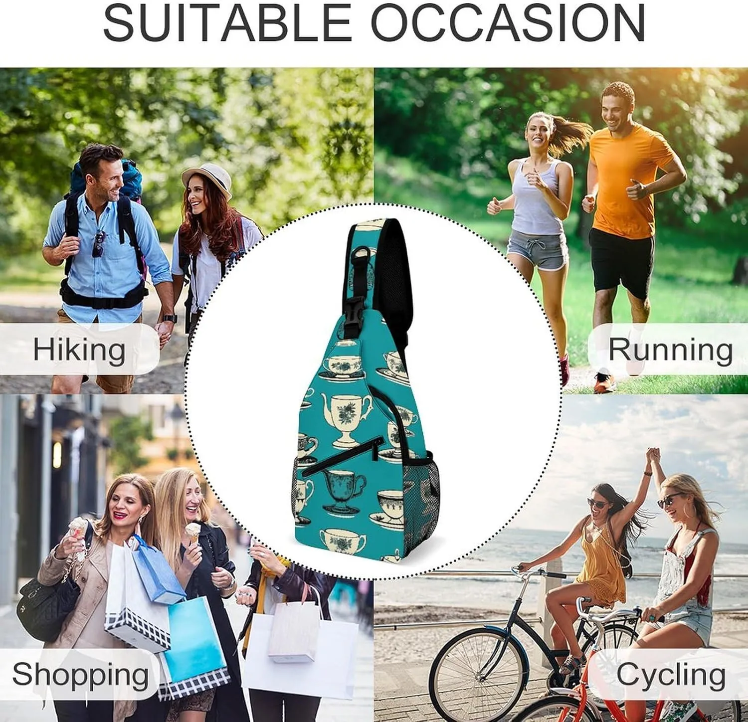 Mustard Yellow And Brown Sling Bag Lightweight Crossbody Chest Pack Travel Shoulder Bag with Adjustable Strap