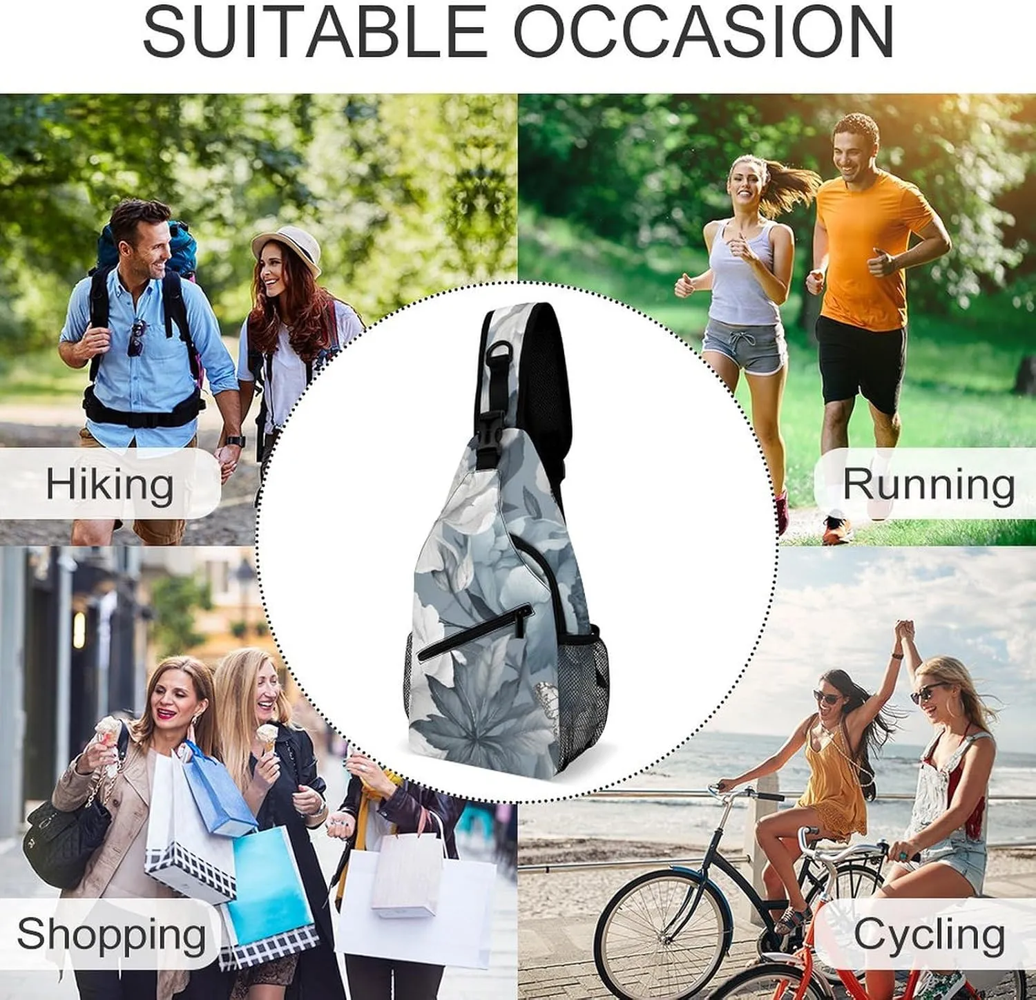Mustard Yellow And Brown Sling Bag Lightweight Crossbody Chest Pack Travel Shoulder Bag with Adjustable Strap
